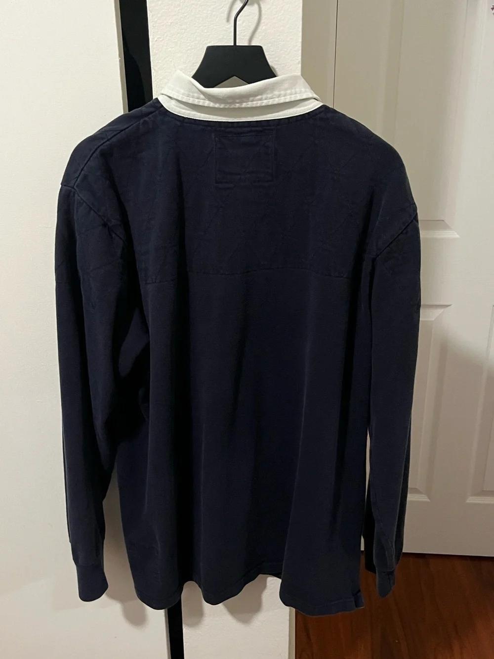 J. Crew Navy Long-Sleeve Rugby Shirt with White Collar